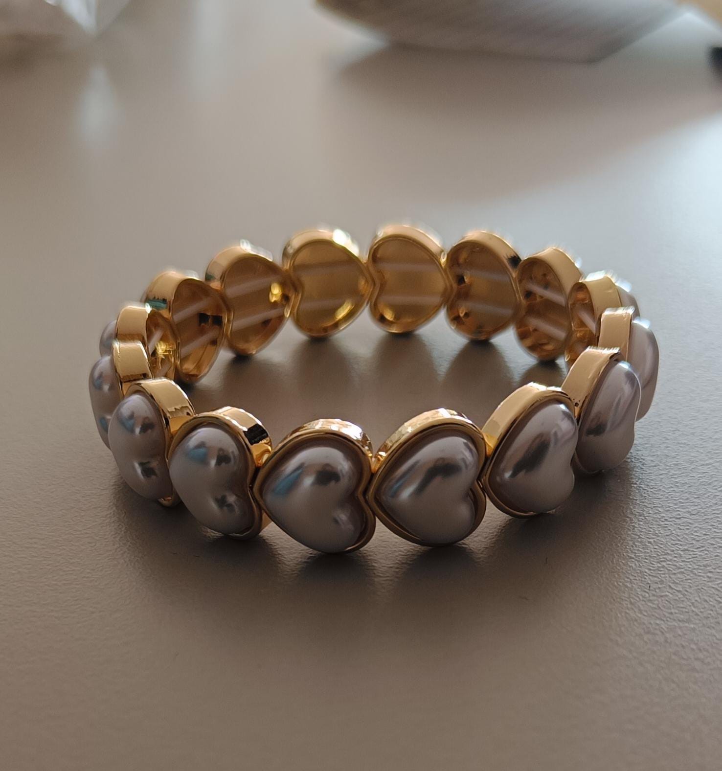 BRAZALETE PERLA CORAZON LAMINADO