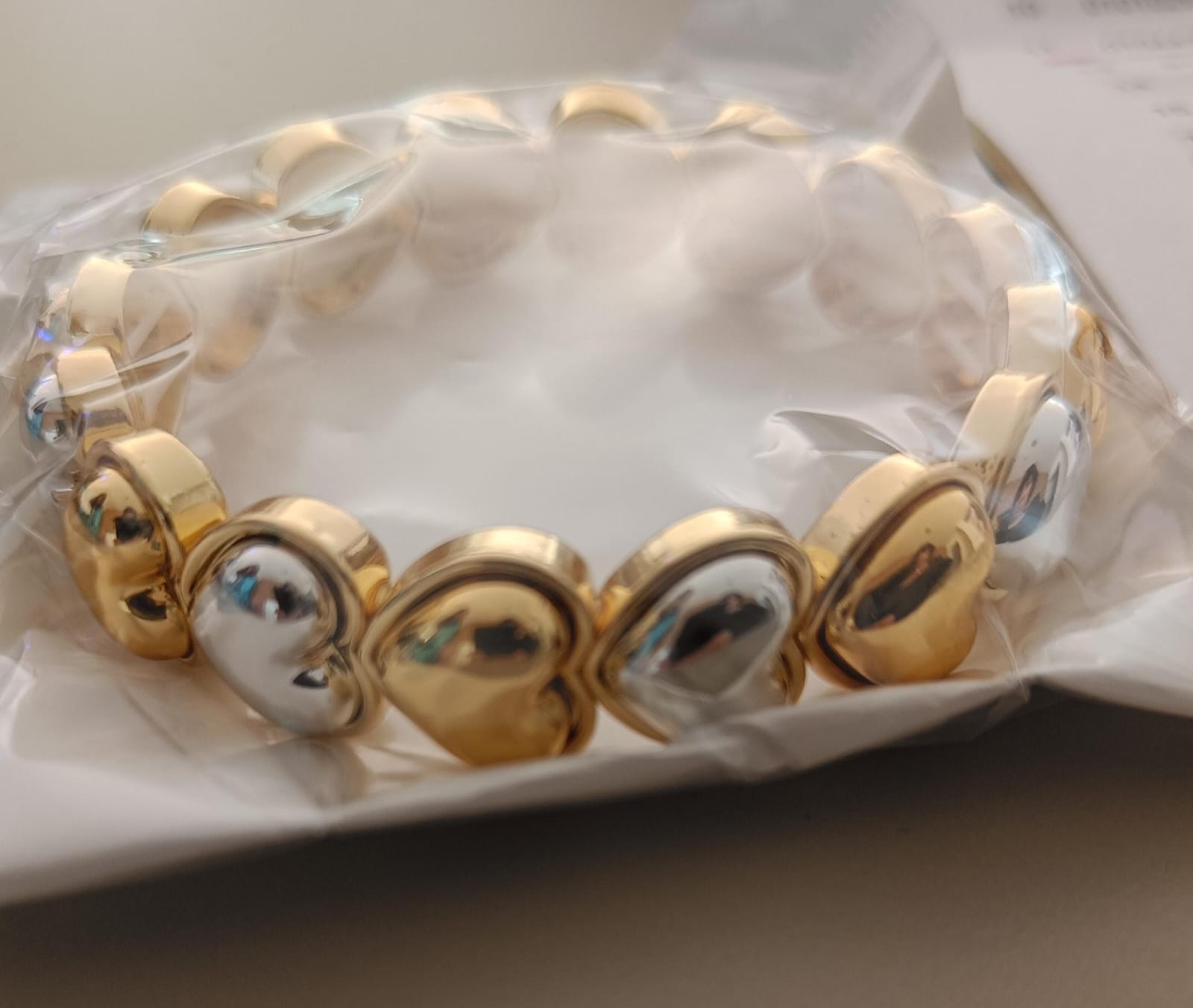 BRAZALETE CORAZON BI TONO LAMINADO